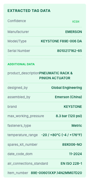 Extracted Tag Data